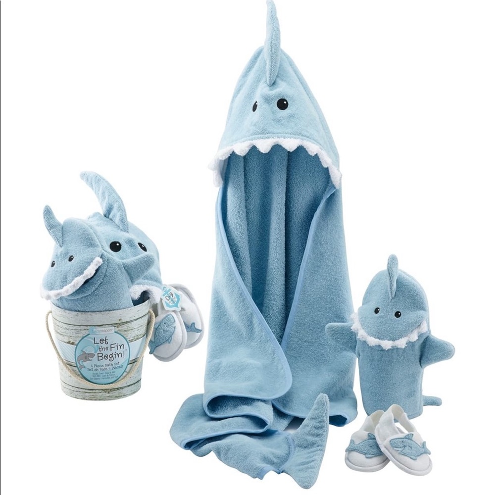 BABY ASPEN Let the Fin Begin Hooded Terry Robe, Ba